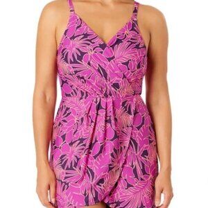 Purple Print One Piece Swim Dress